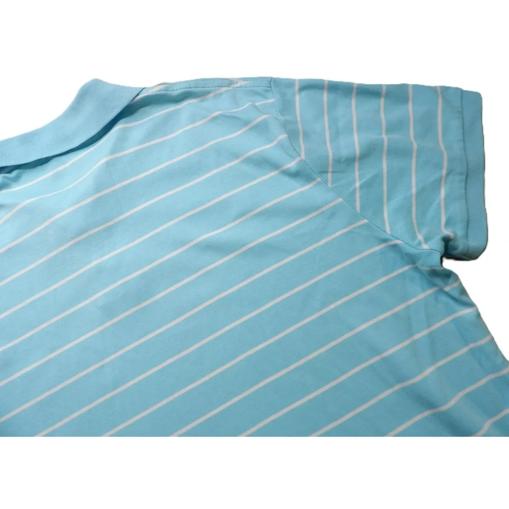 Polo Ralph Lauren Men XL Custom Slim Fit Mesh Polo Blue Striped Red Pony Cotton